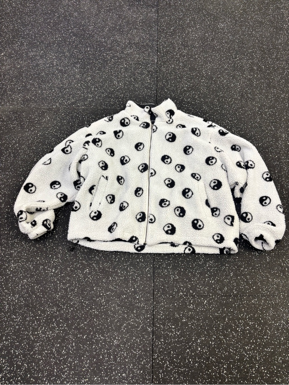 PacSun Black & White Yin Yang Sherpa Bomber Jacket